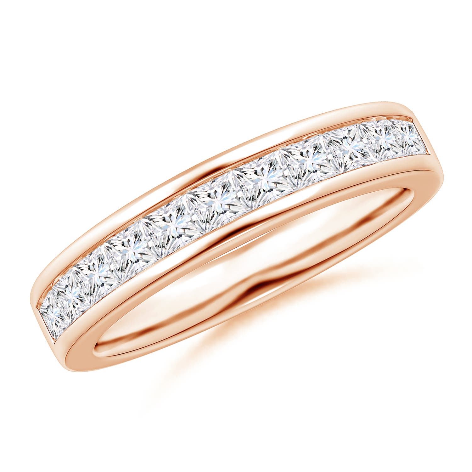 Channel Set Princess Diamond Half Eternity Wedding Band