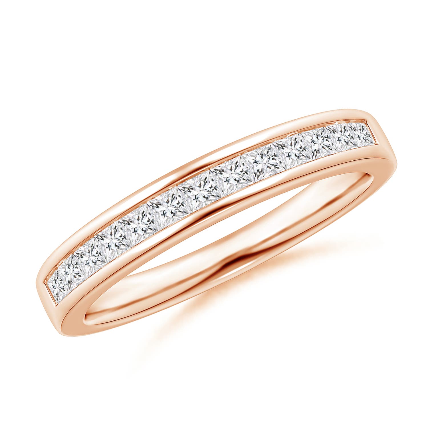 Channel Set Princess Diamond Half Eternity Wedding Band