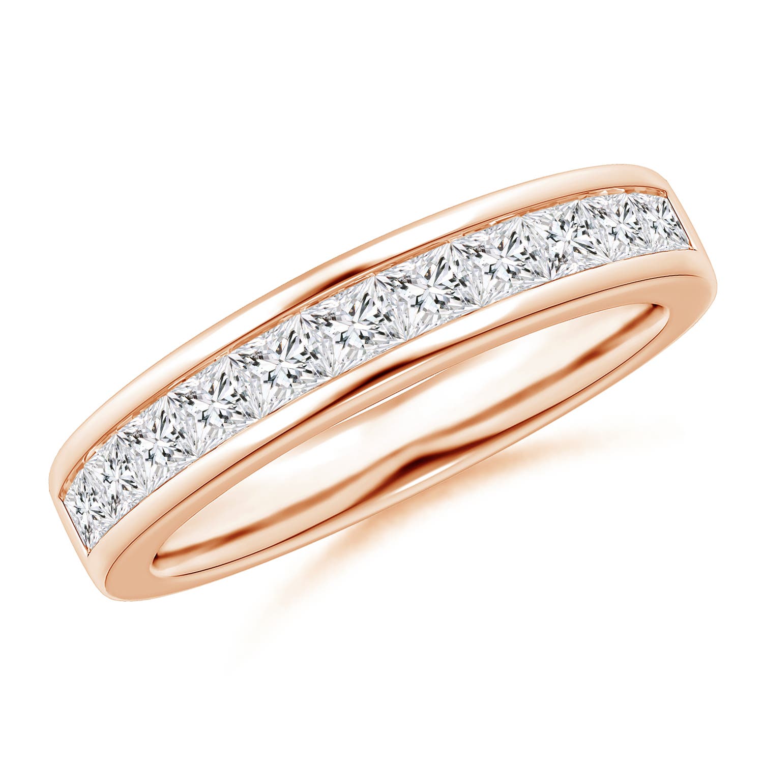 Channel Set Princess Diamond Half Eternity Wedding Band