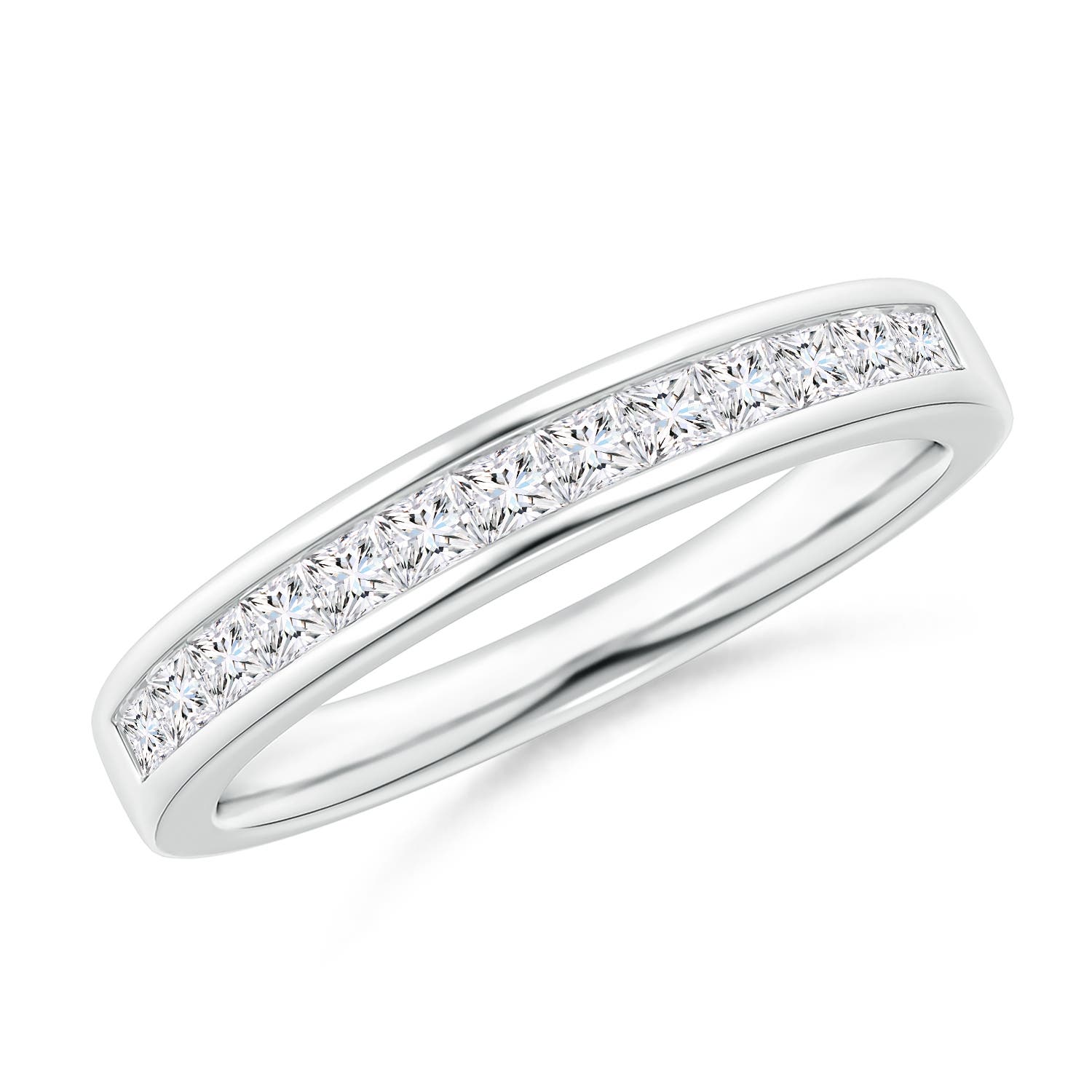 Channel Set Princess Diamond Half Eternity Wedding Band
