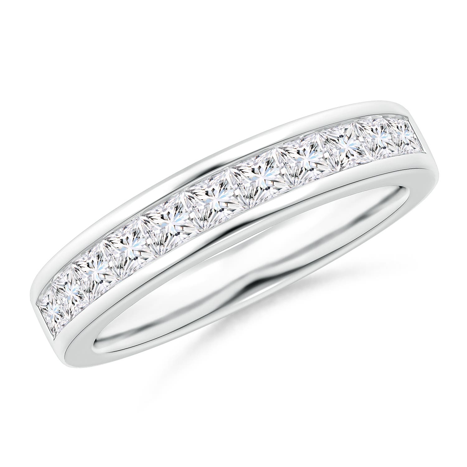 Channel Set Princess Diamond Half Eternity Wedding Band