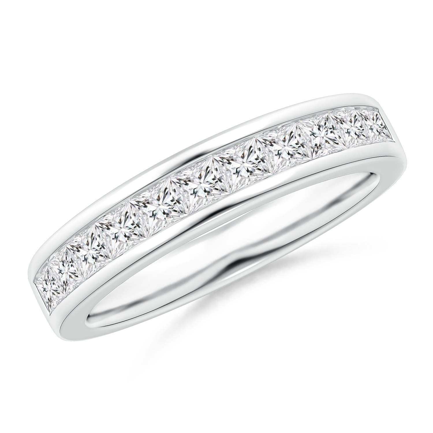 Channel Set Princess Diamond Half Eternity Wedding Band