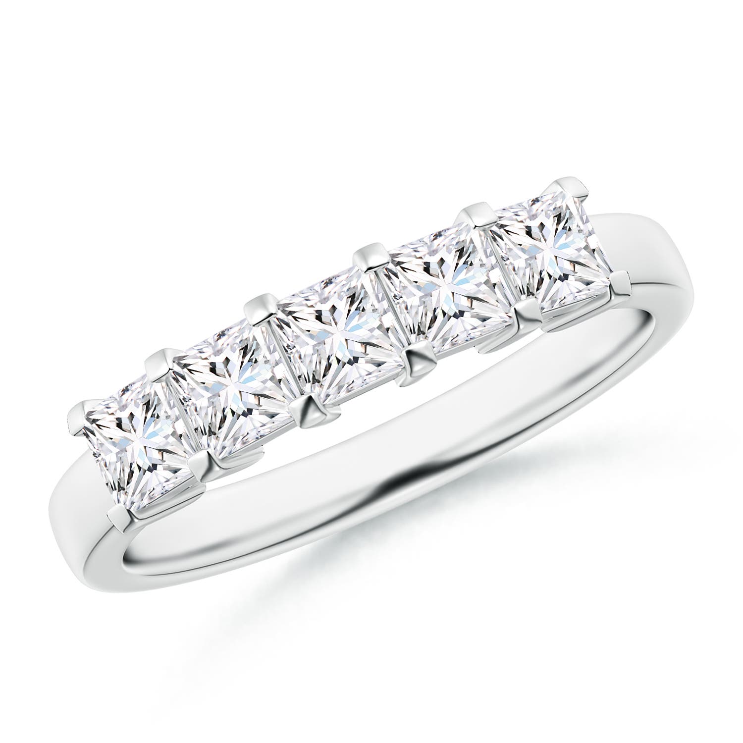 Classic Five Stone Princess Diamond Wedding Band for Her