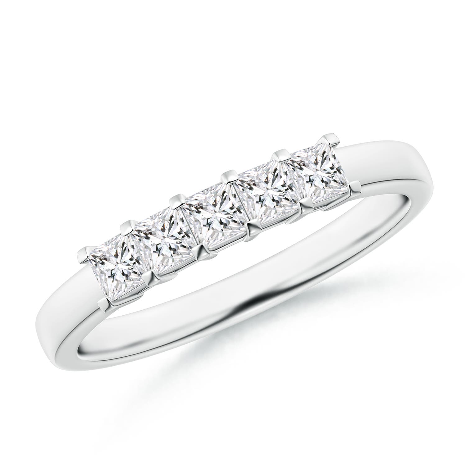 Classic Five Stone Princess Diamond Wedding Band for Her