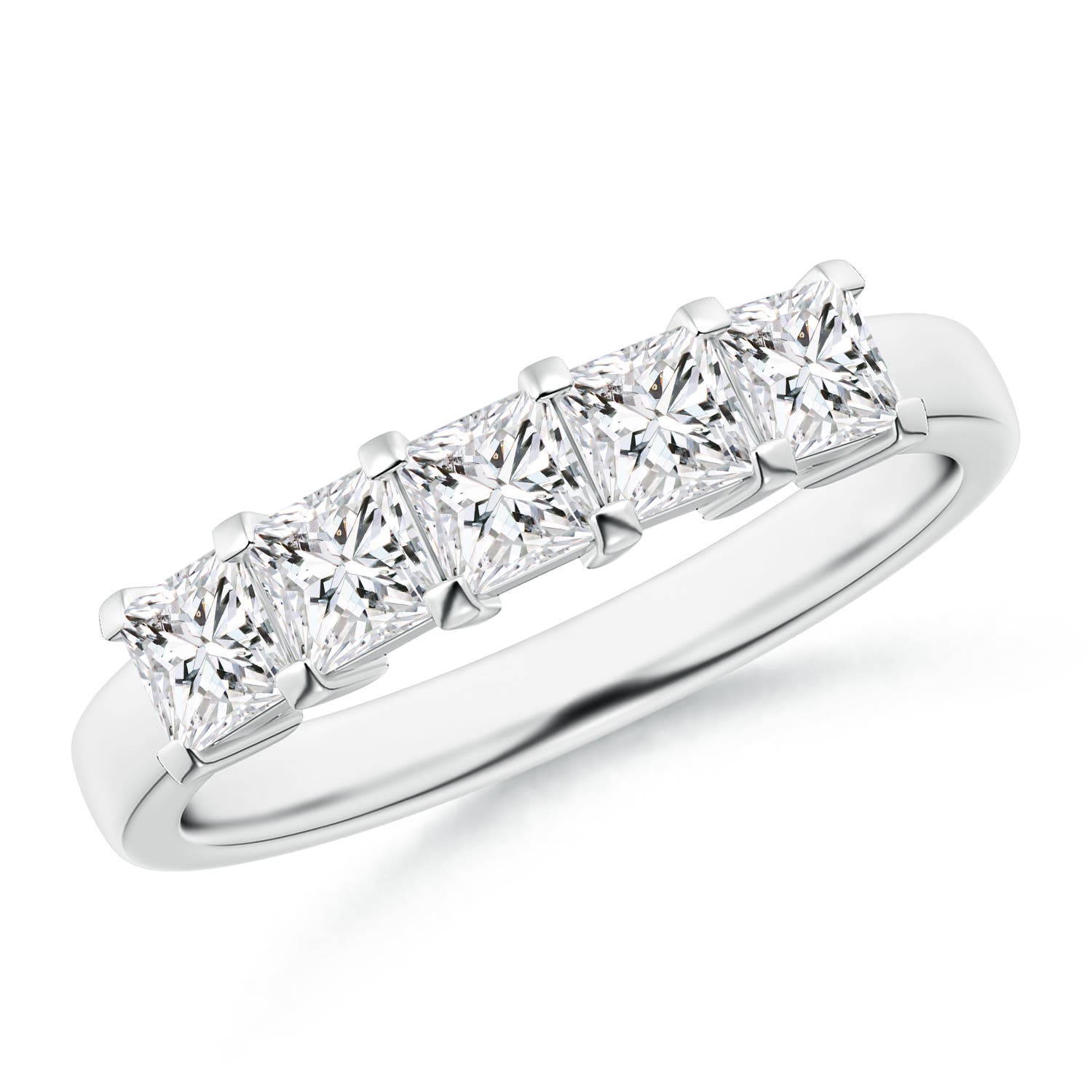 Classic Five Stone Princess Diamond Wedding Band for Her
