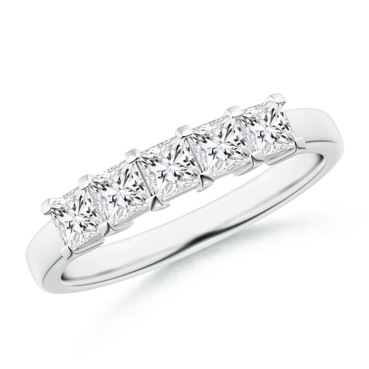 Classic Five Stone Princess Diamond Wedding Band for Her