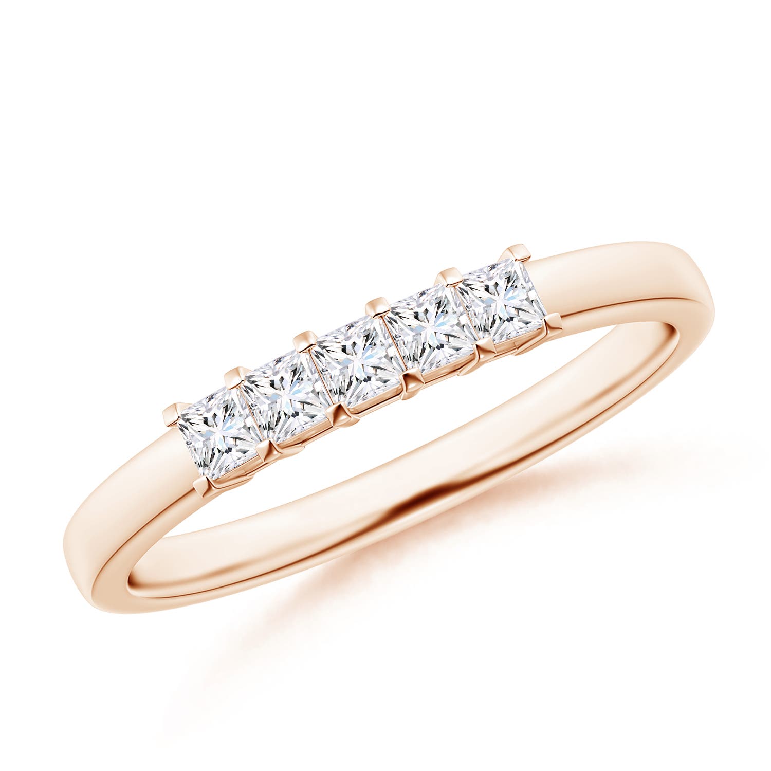 Classic Five Stone Princess Diamond Wedding Band for Her
