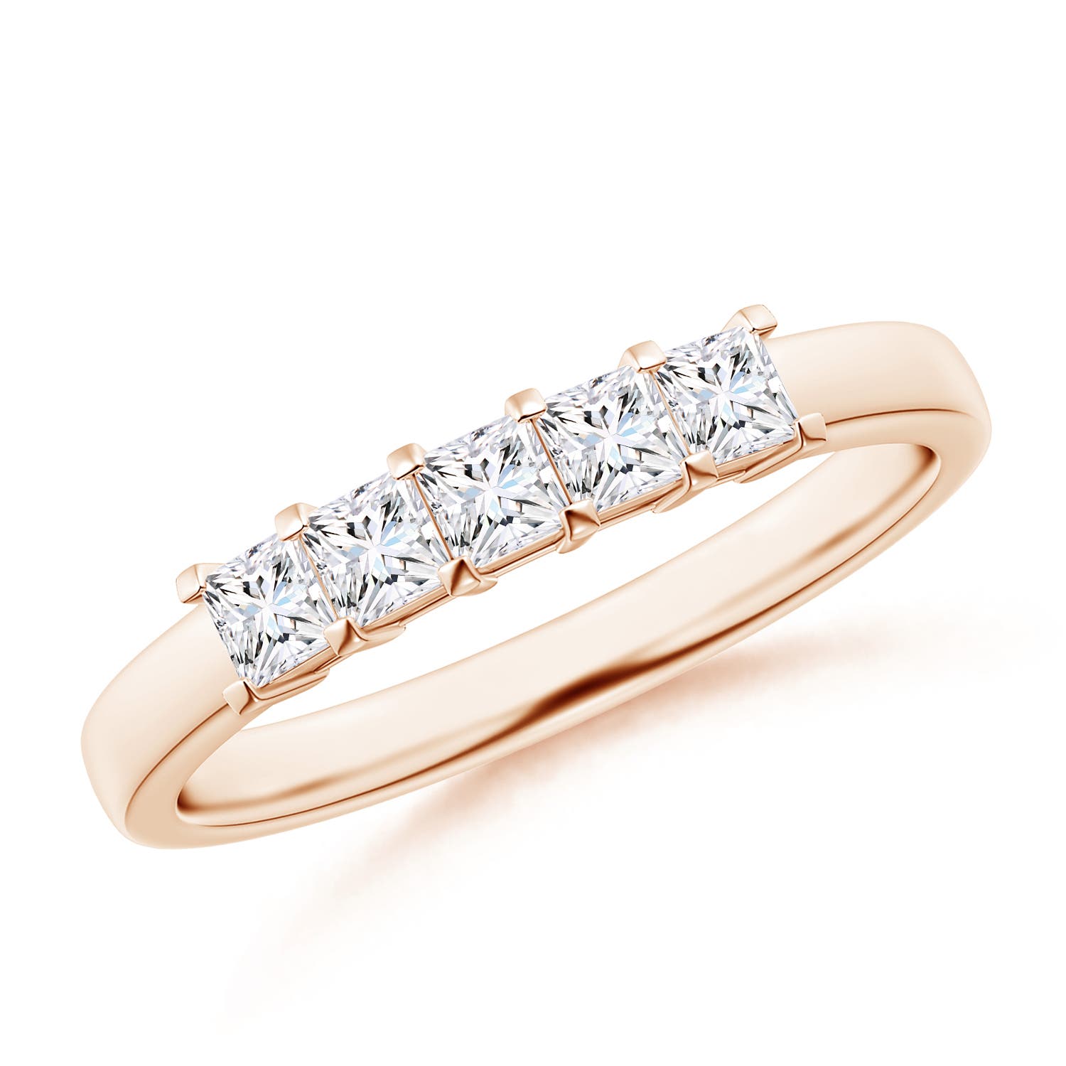 Classic Five Stone Princess Diamond Wedding Band for Her