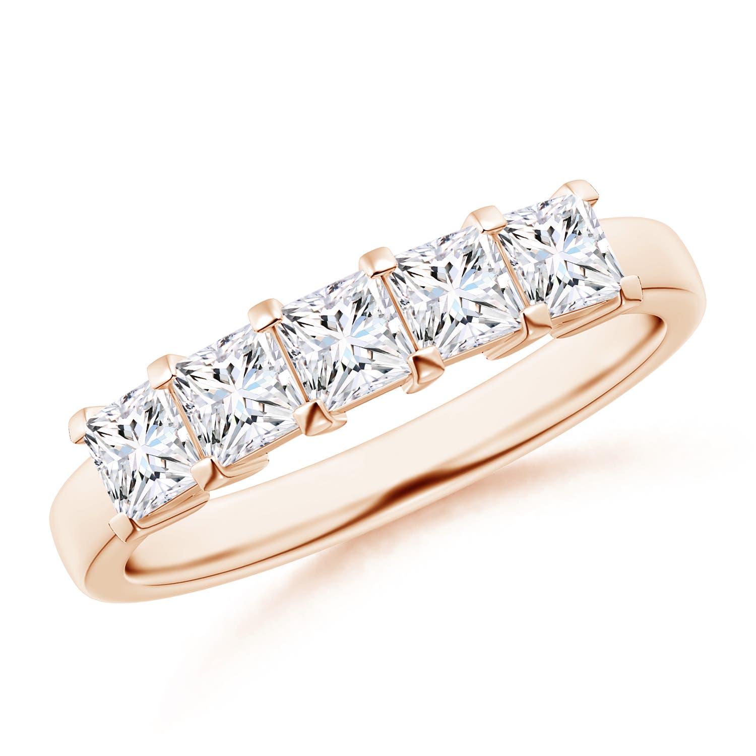 Classic Five Stone Princess Diamond Wedding Band for Her