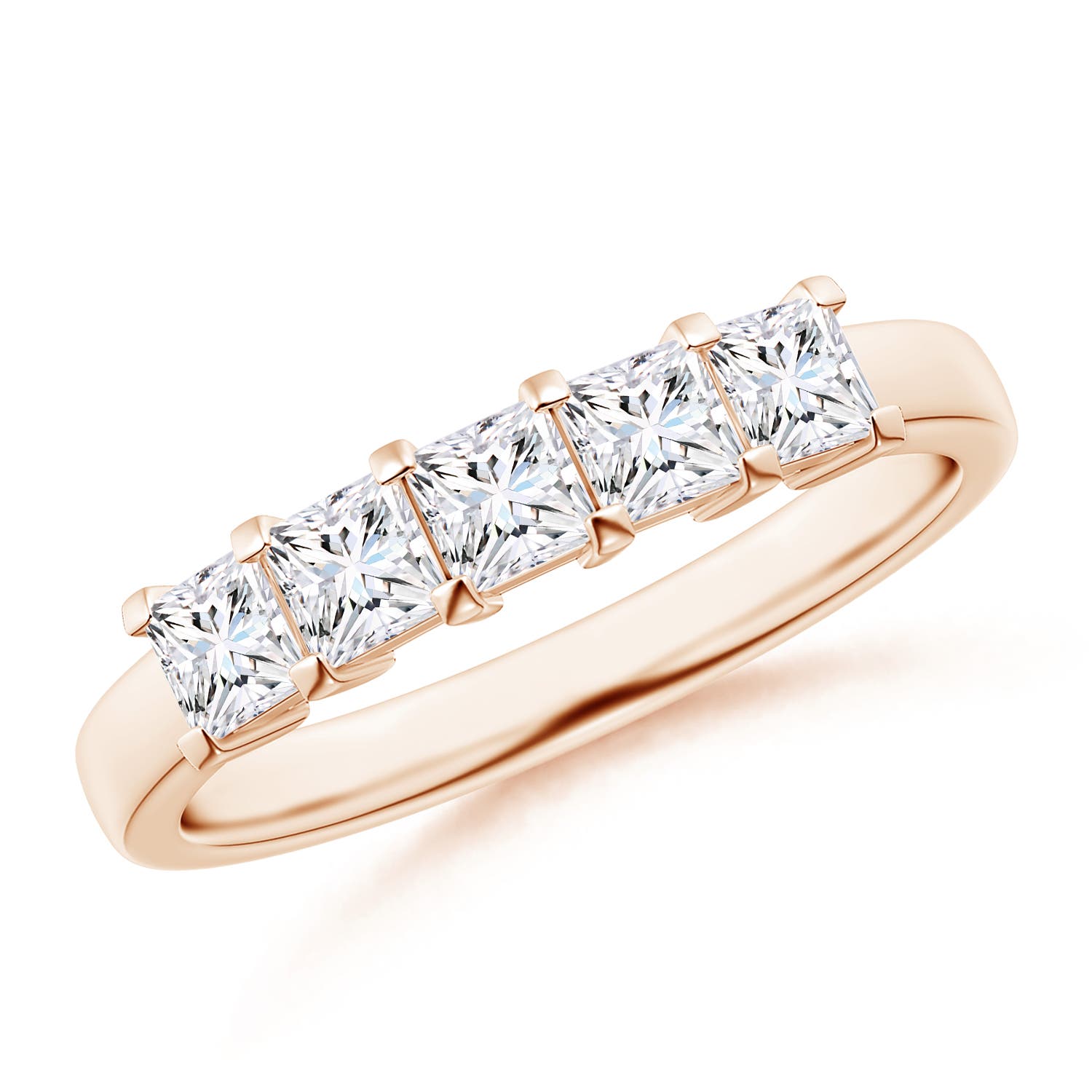 Classic Five Stone Princess Diamond Wedding Band for Her