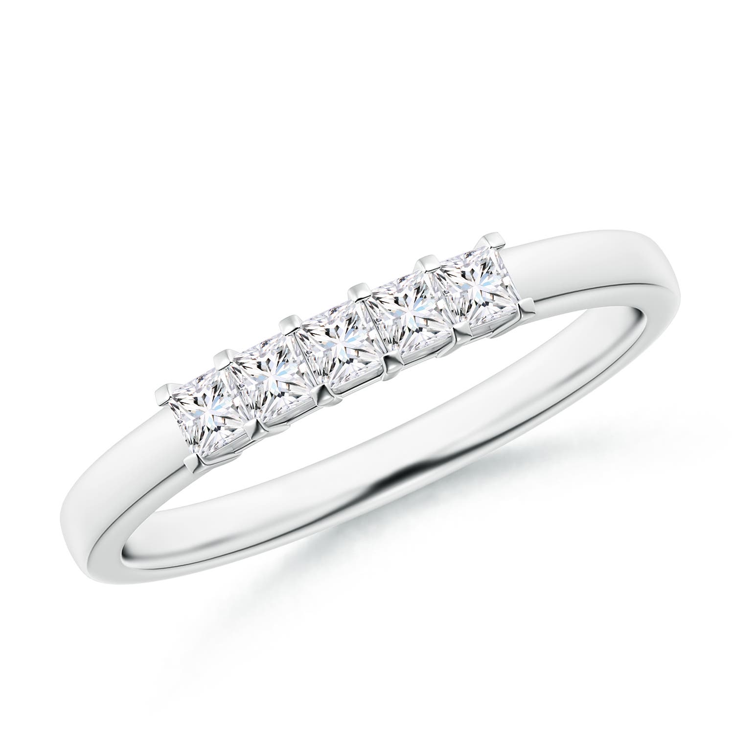 Classic Five Stone Princess Diamond Wedding Band for Her