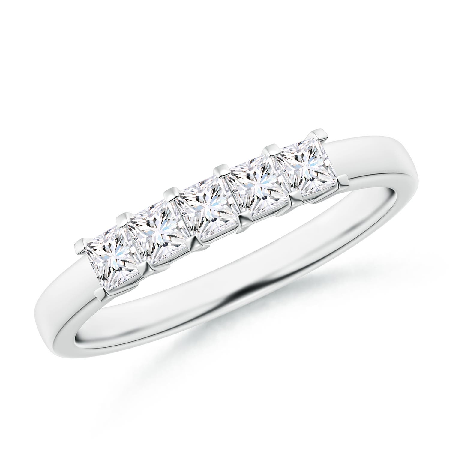 Classic Five Stone Princess Diamond Wedding Band for Her