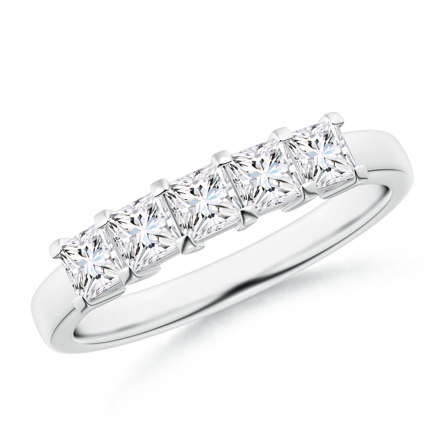 Classic Five Stone Princess Diamond Wedding Band for Her