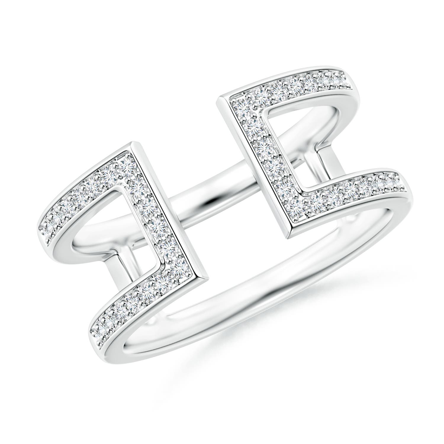 Pave-Set Diamond Open Bar Ring
