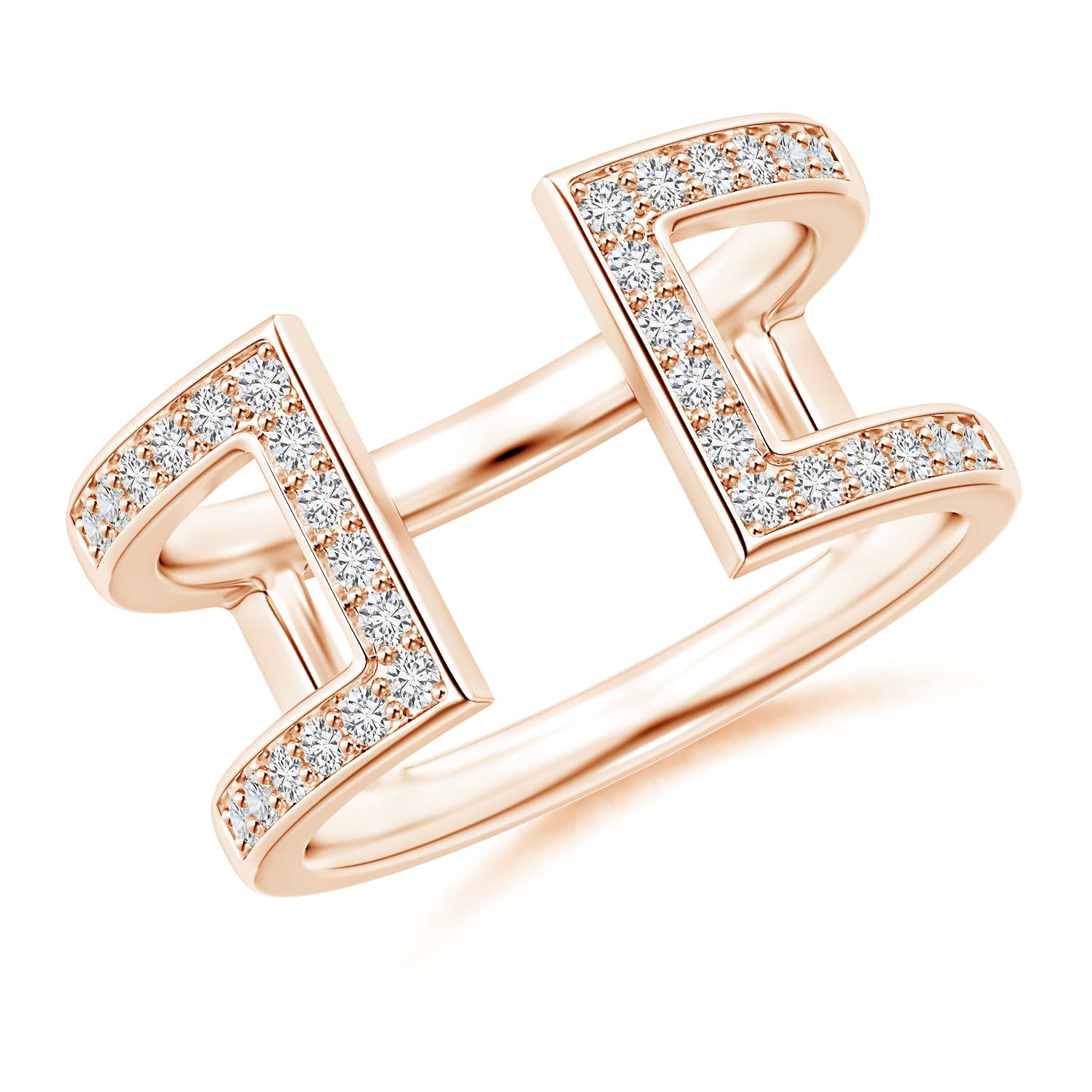 Pave-Set Diamond Open Bar Ring