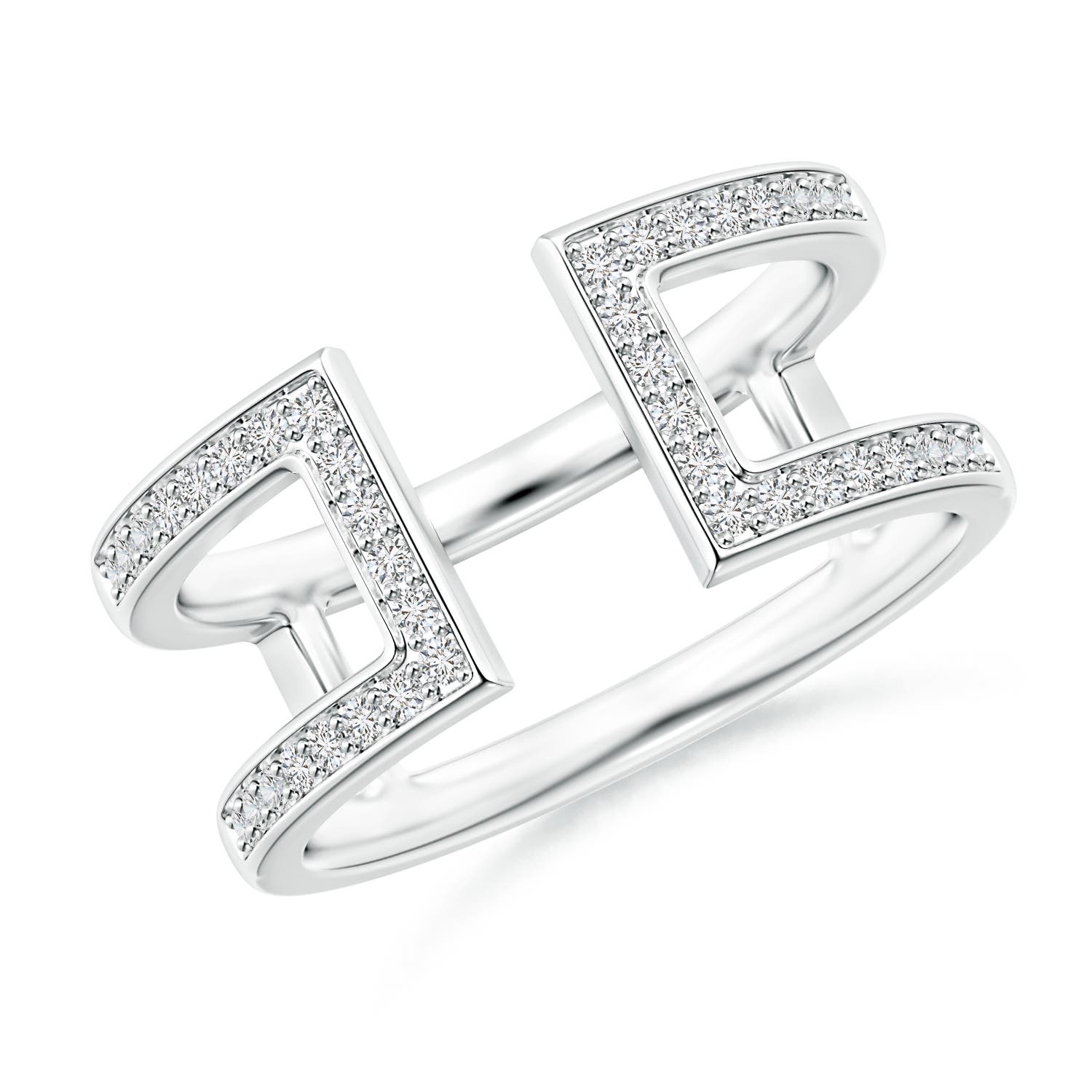 Pave-Set Diamond Open Bar Ring
