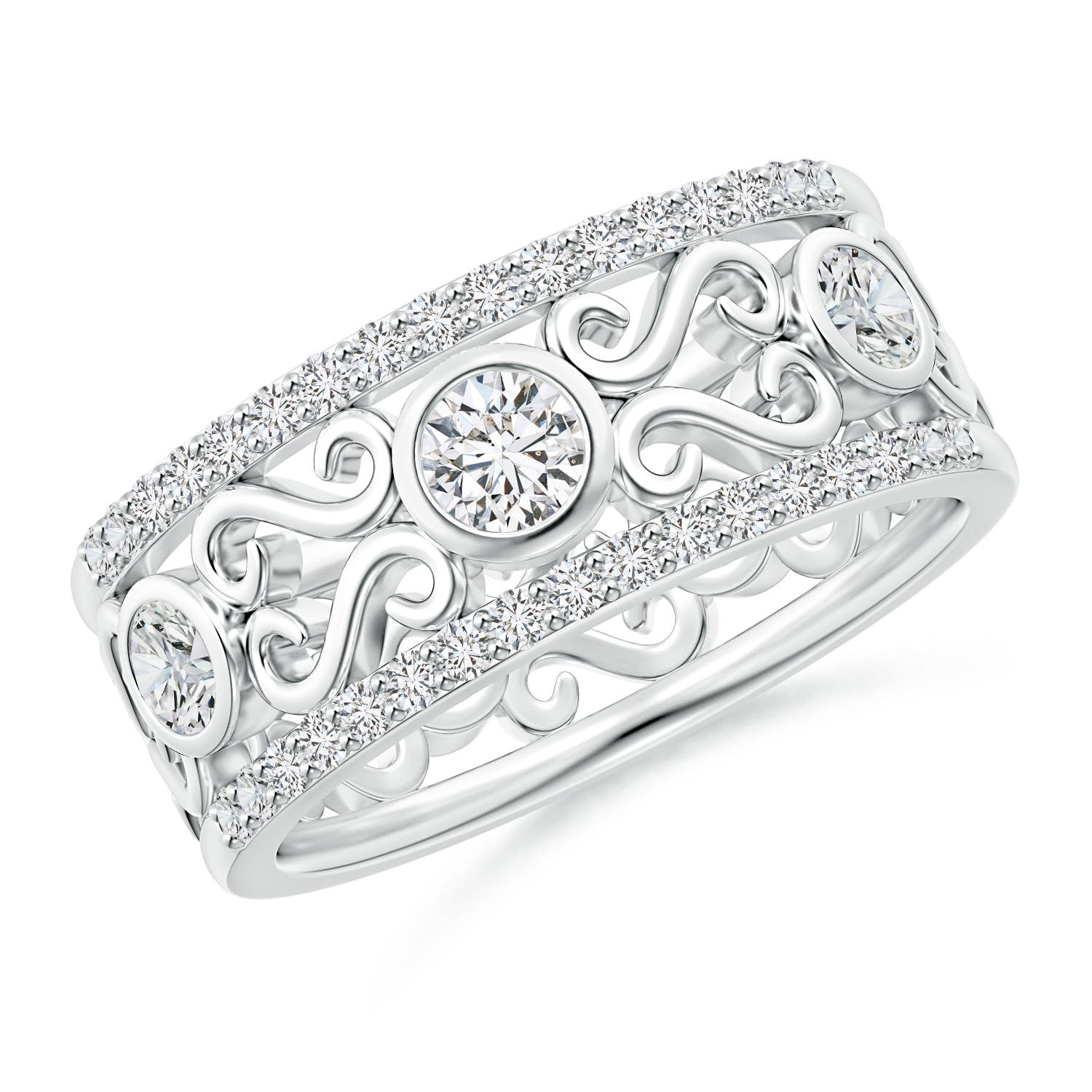 Bezel-Set Diamond Filigree Band