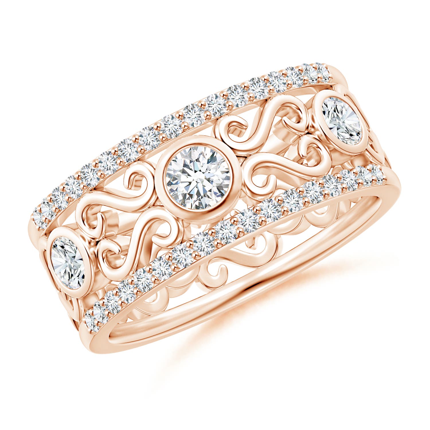 Bezel-Set Diamond Filigree Band