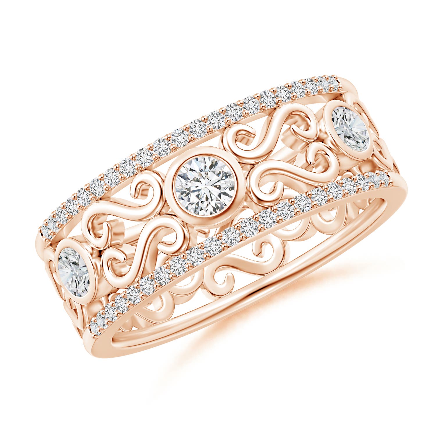 Bezel-Set Diamond Filigree Band