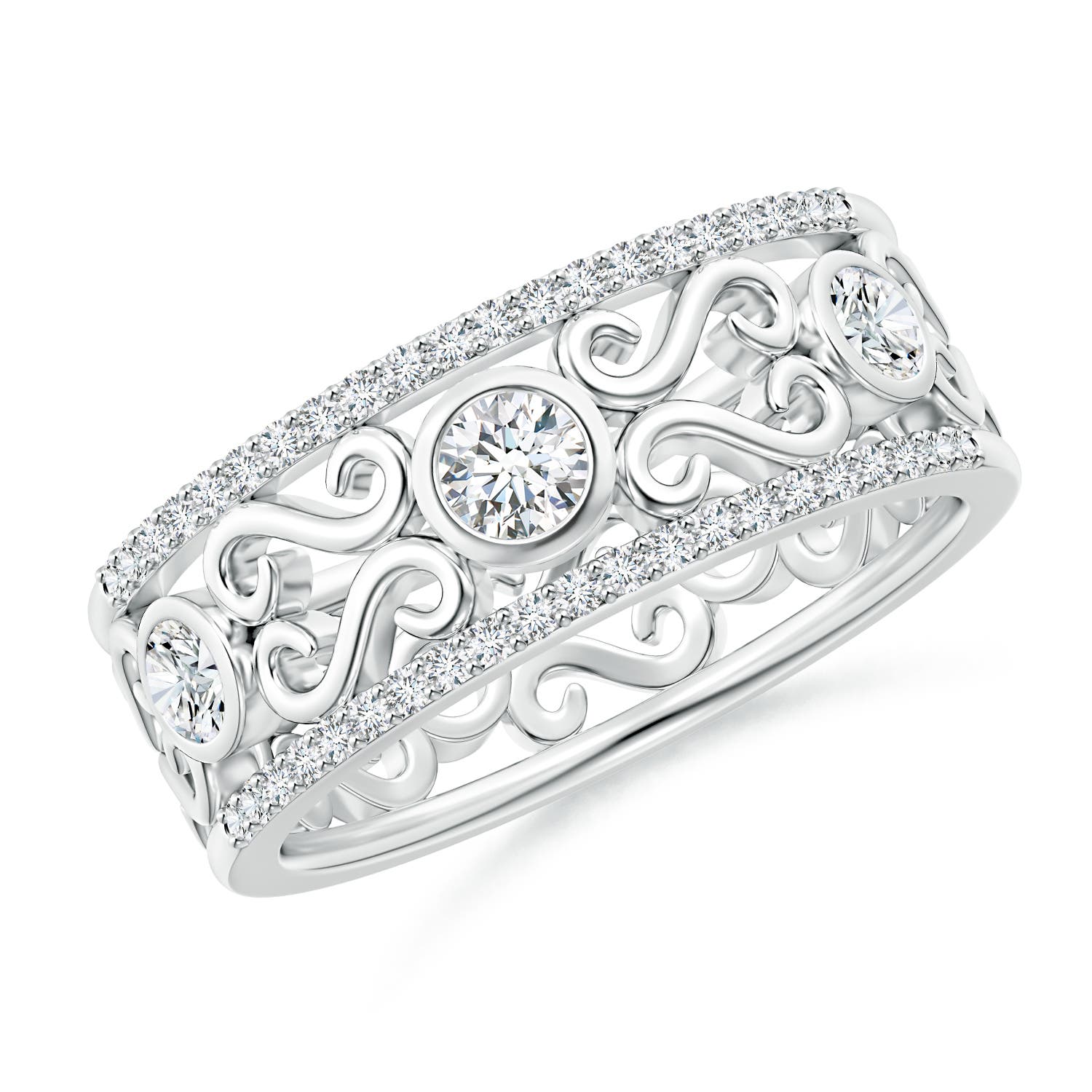 Bezel-Set Diamond Filigree Band