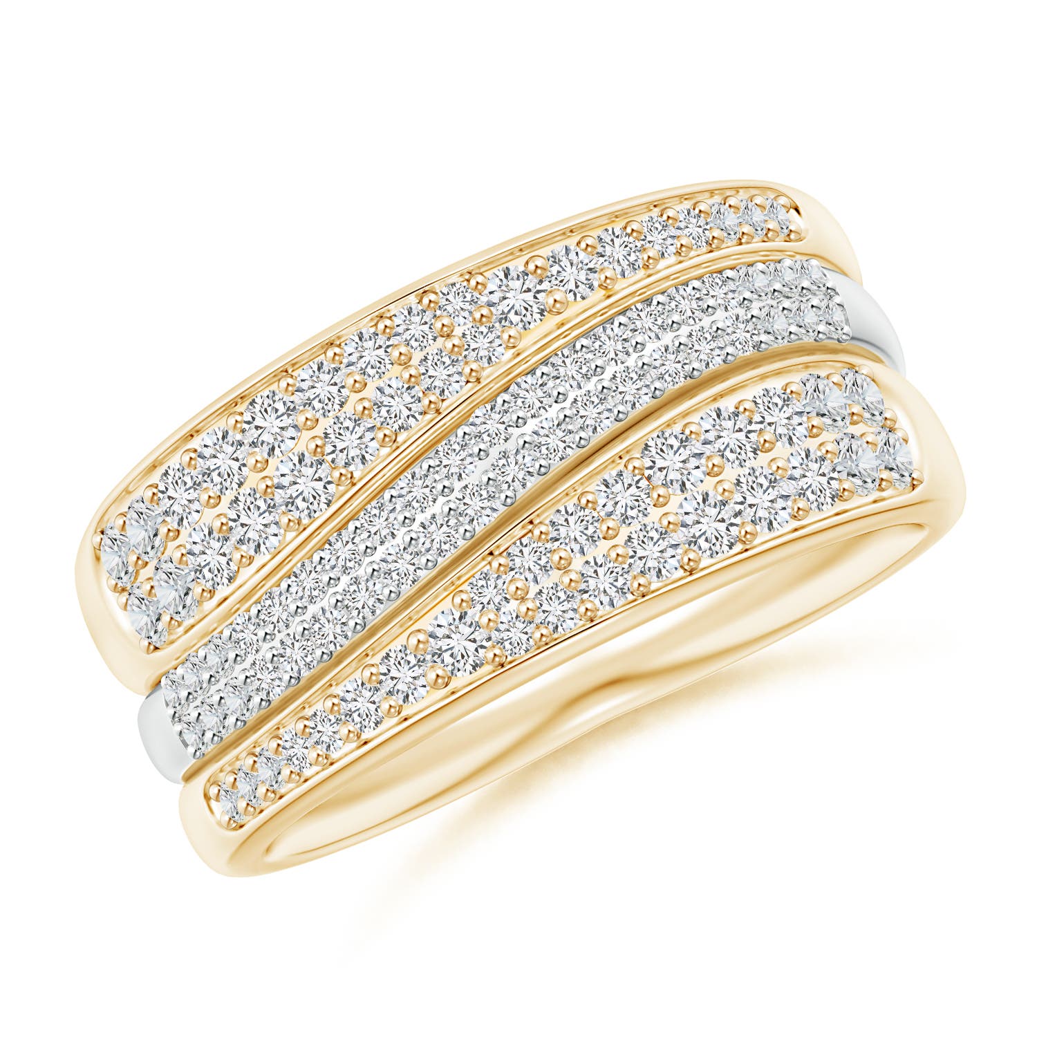 Pave-Set Diamond Broad Wedding Band