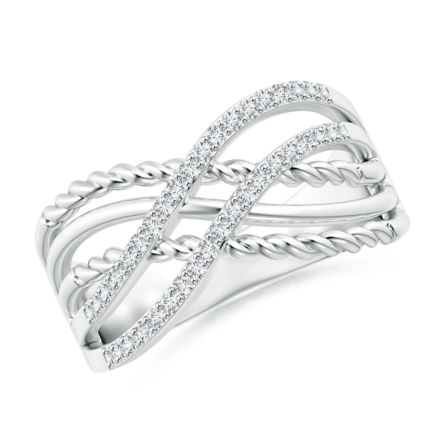 Prong-Set Diamond Twisted Rope Wrap Ring