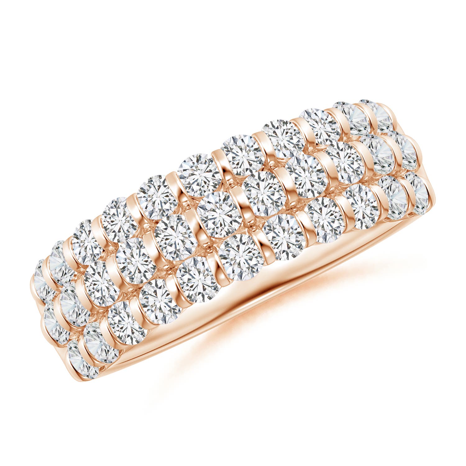 Three Row Bar-Set Diamond Anniversary Ring