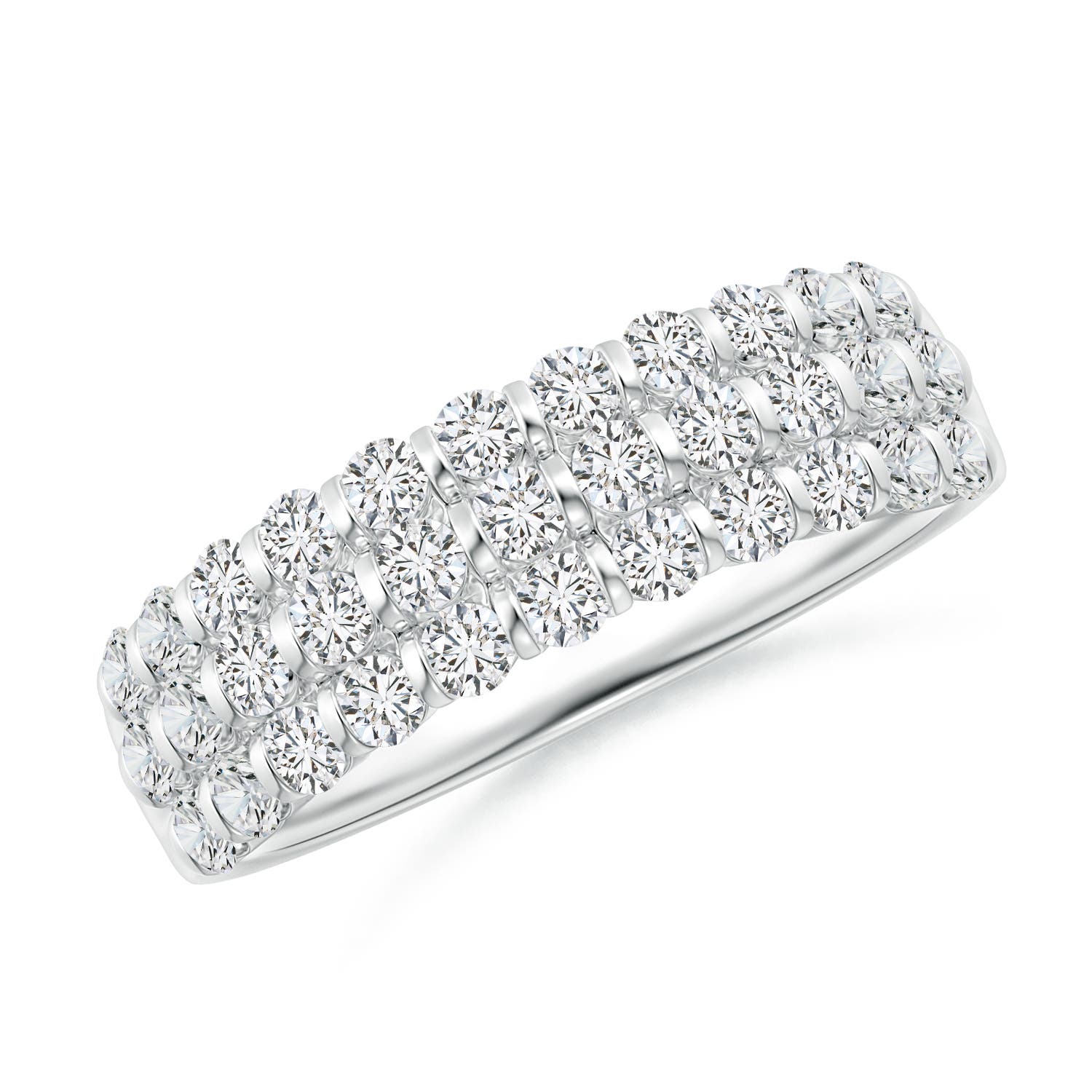 Three Row Bar-Set Diamond Anniversary Ring