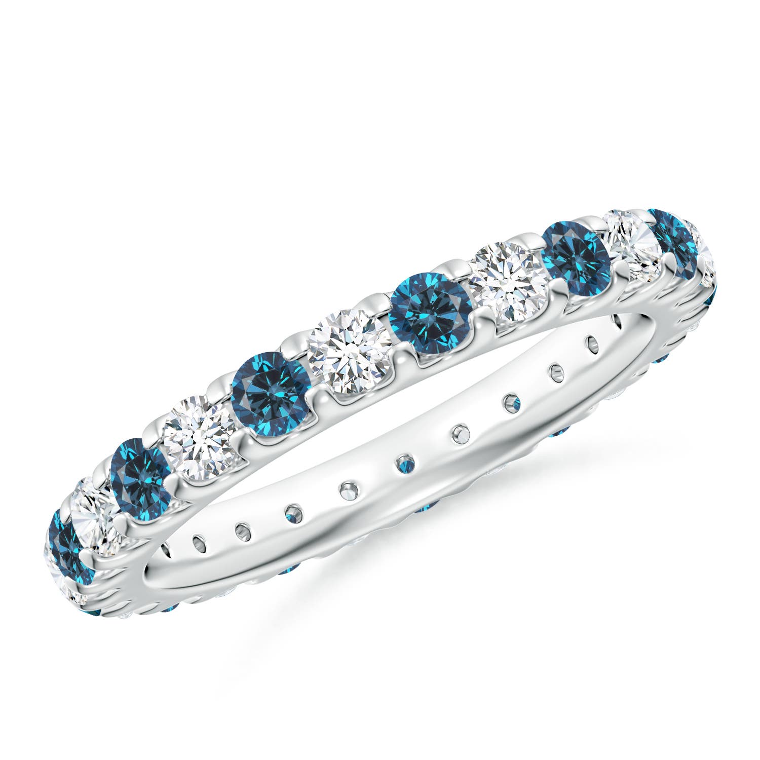 Details about / 2.00 Ct Round Cut Blue Sapphire /& Diamond Eternity Band 14K White Gold Finish