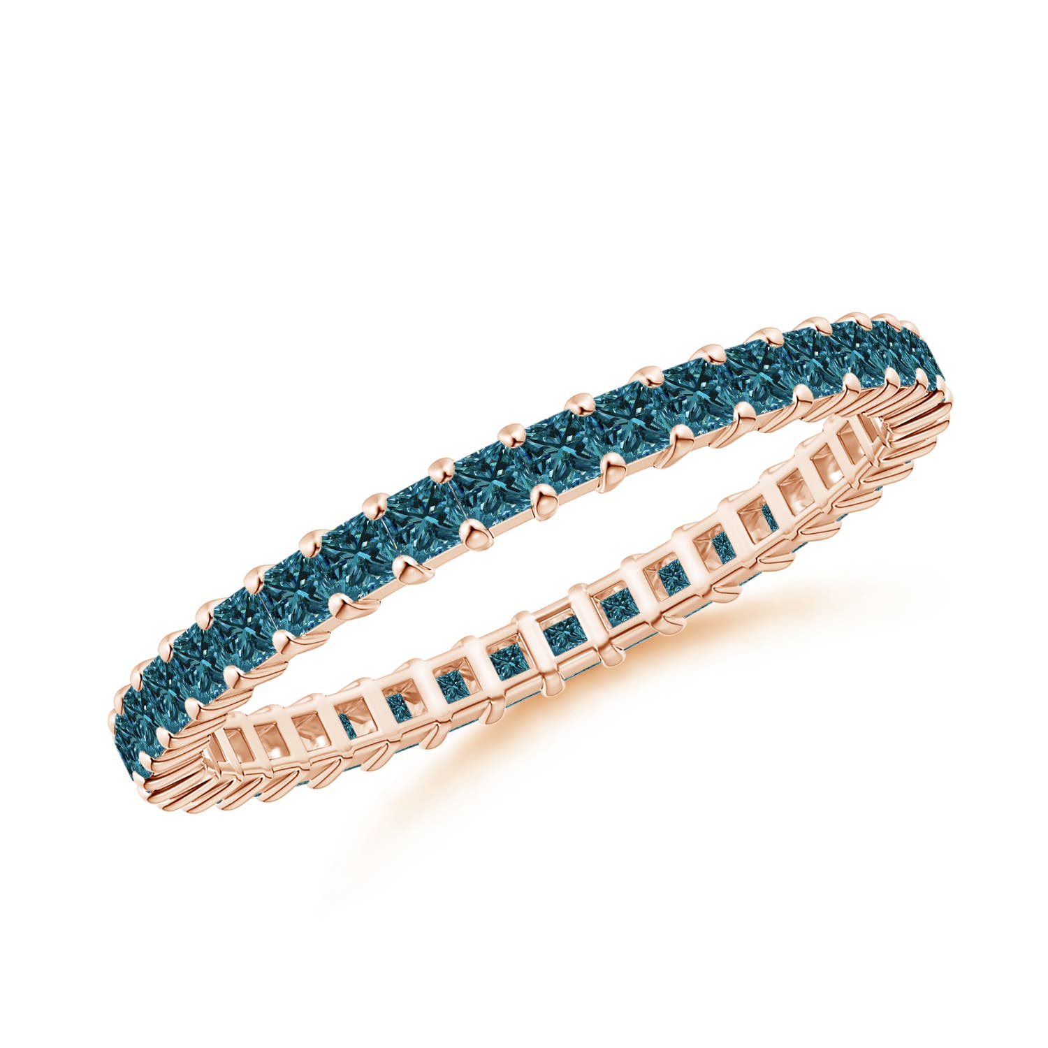 Prong Set Princess Enhanced Blue Diamond Eternity Wedding Band