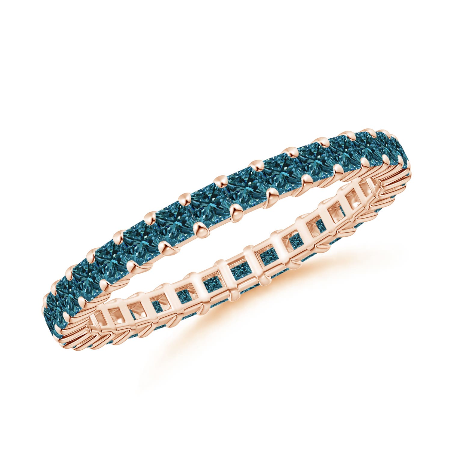 Prong Set Princess Enhanced Blue Diamond Eternity Wedding Band