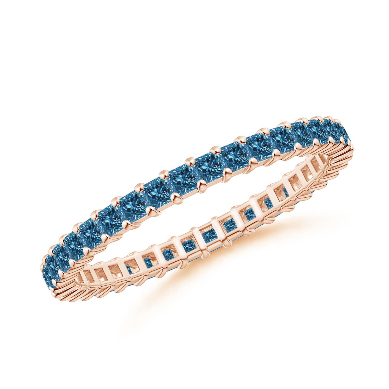 Prong Set Princess Enhanced Blue Diamond Eternity Wedding Band