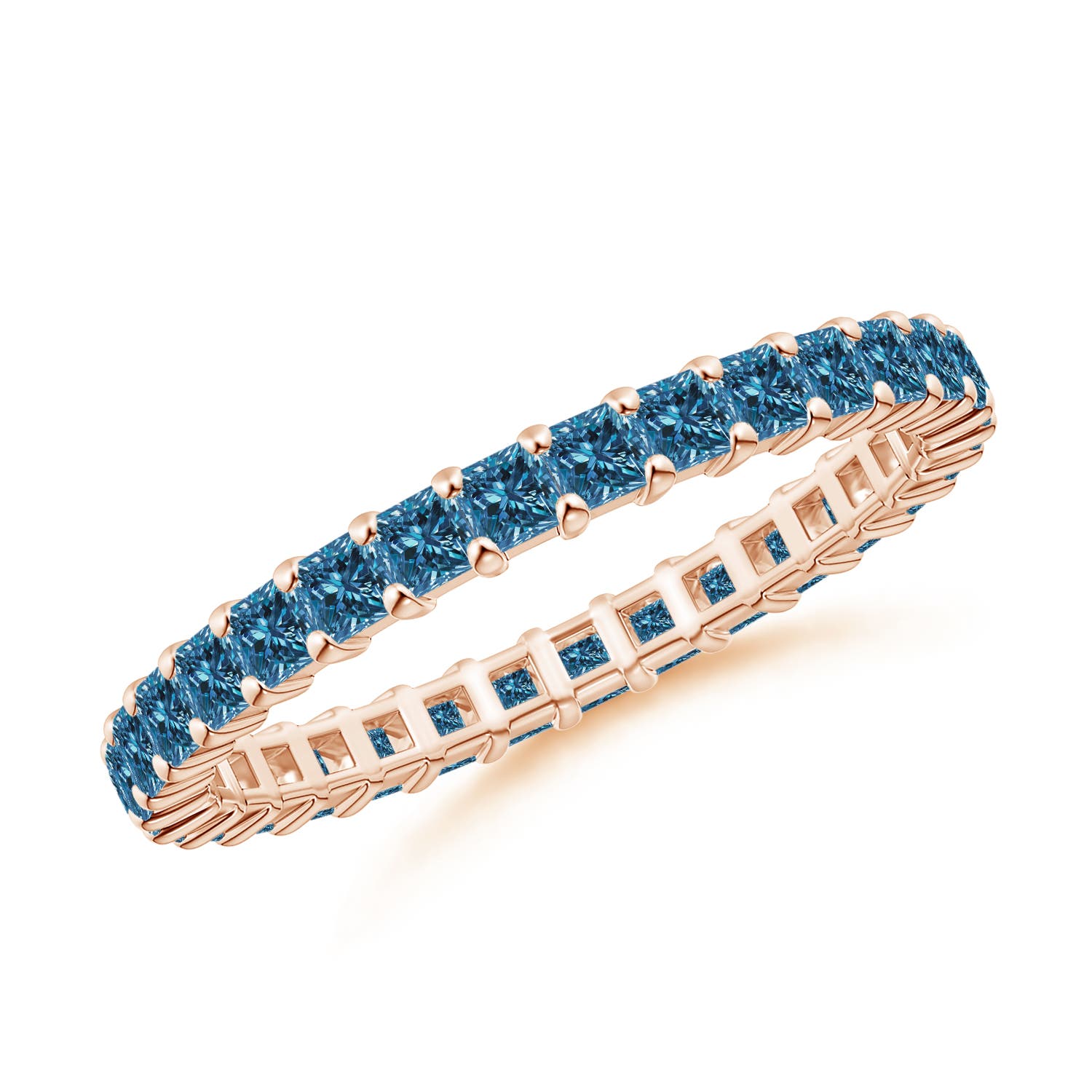 Prong Set Princess Enhanced Blue Diamond Eternity Wedding Band