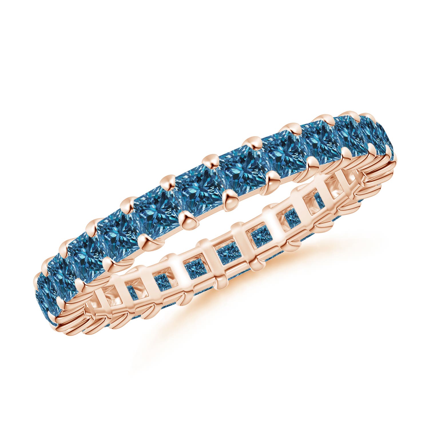 Prong Set Princess Enhanced Blue Diamond Eternity Wedding Band