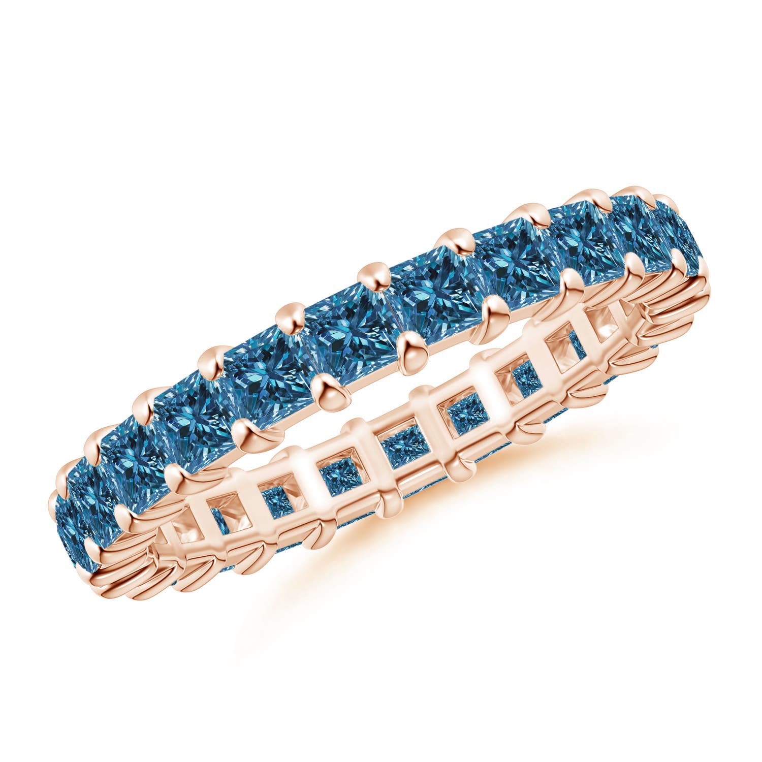 Prong Set Princess Enhanced Blue Diamond Eternity Wedding Band