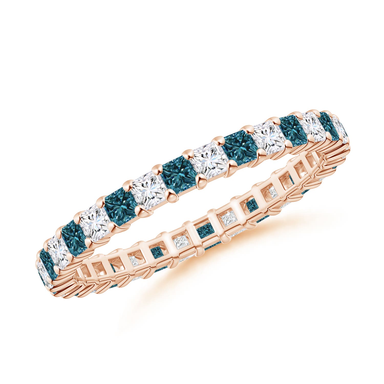 Princess-Cut White and Enhanced Blue Diamond Eternity Band