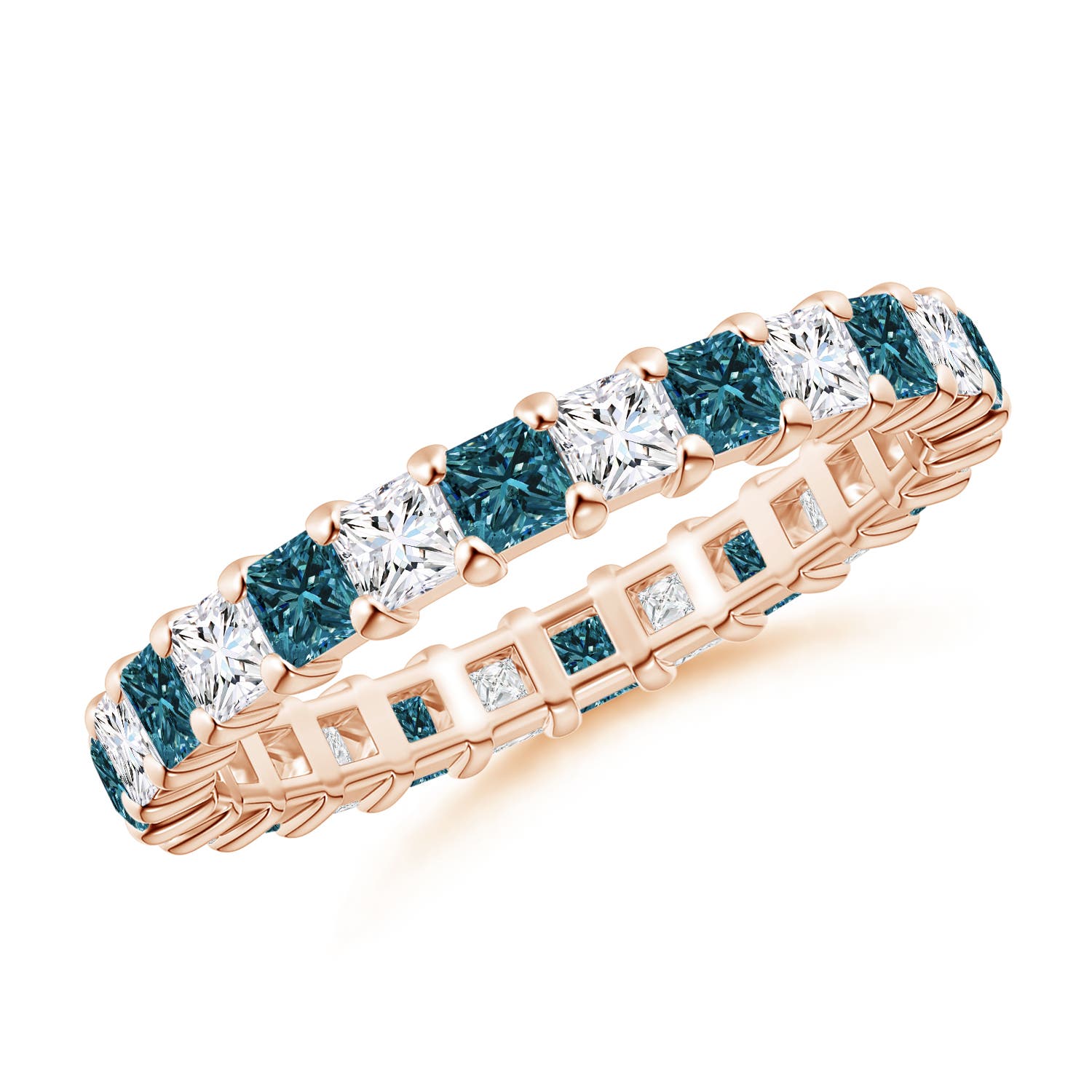 Princess-Cut White and Enhanced Blue Diamond Eternity Band