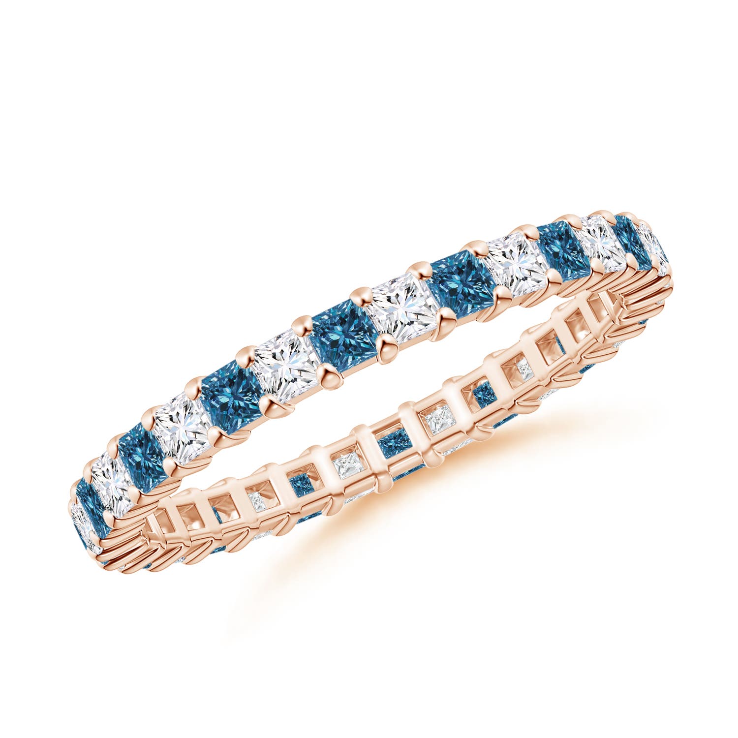 Princess-Cut White and Enhanced Blue Diamond Eternity Band