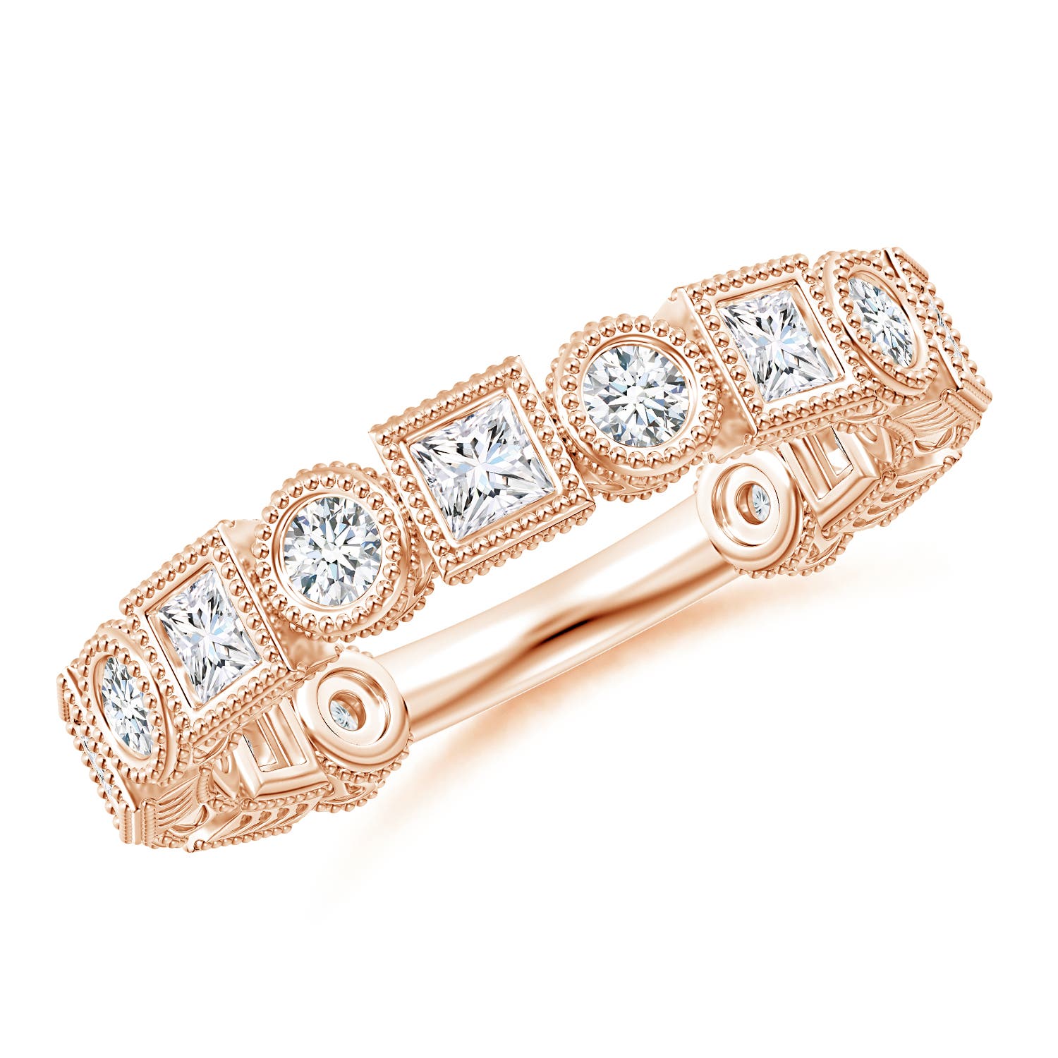 Bezel-Set Round and Princess-Cut Diamond Band