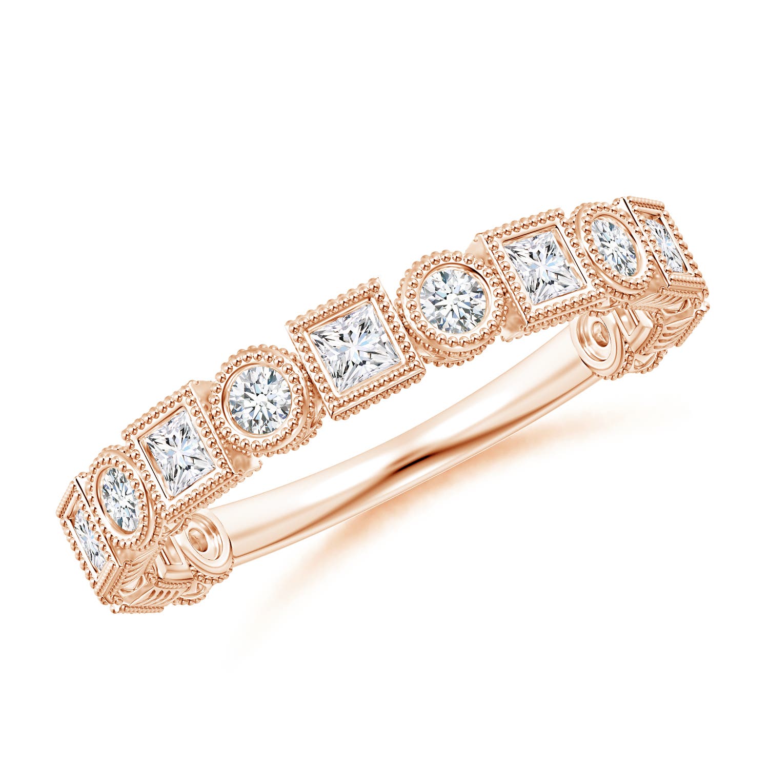 Bezel-Set Round and Princess-Cut Diamond Band