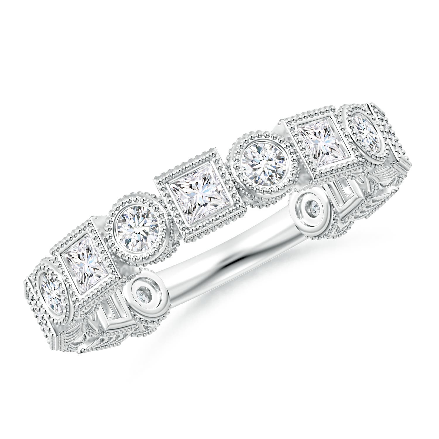 Bezel-Set Round and Princess-Cut Diamond Band