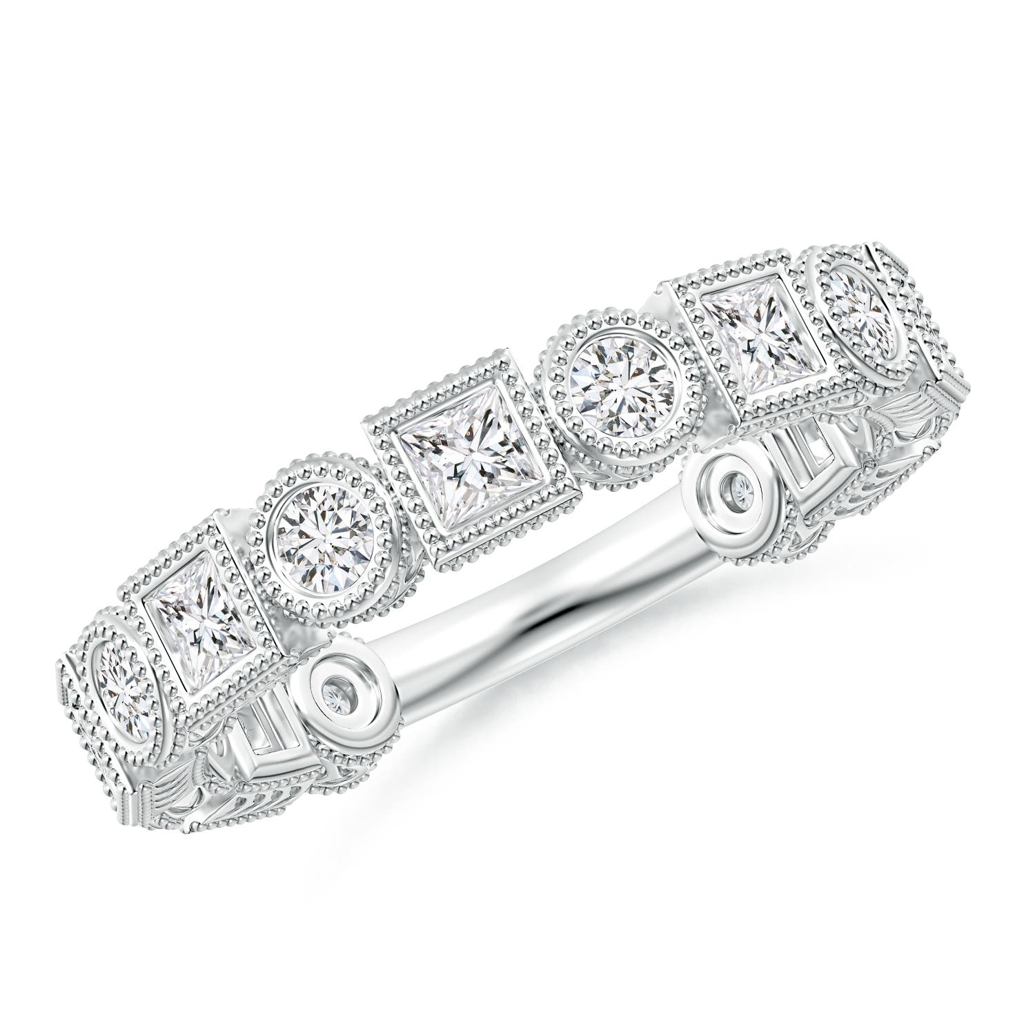 Bezel-Set Round and Princess-Cut Diamond Band