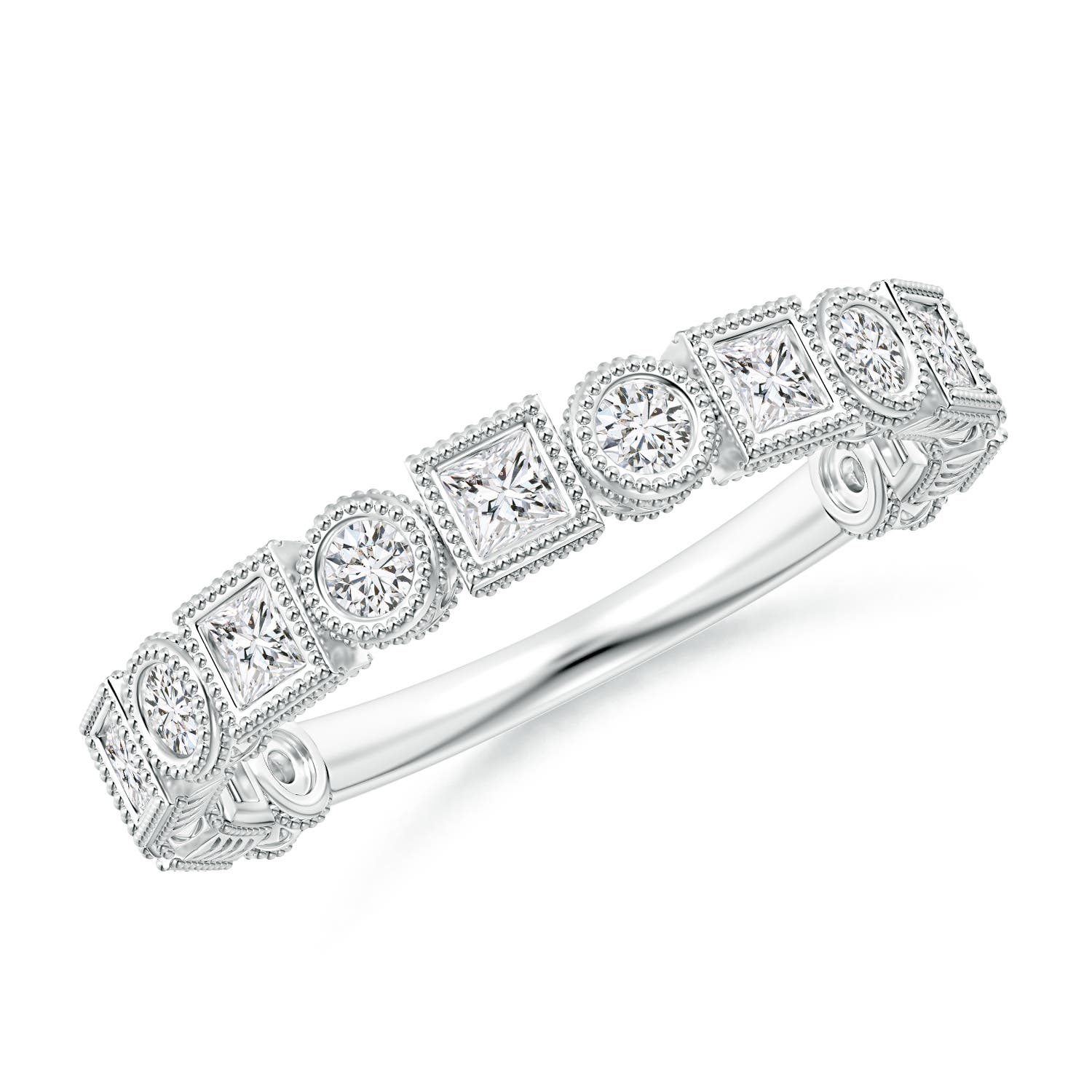 Bezel-Set Round and Princess-Cut Diamond Band
