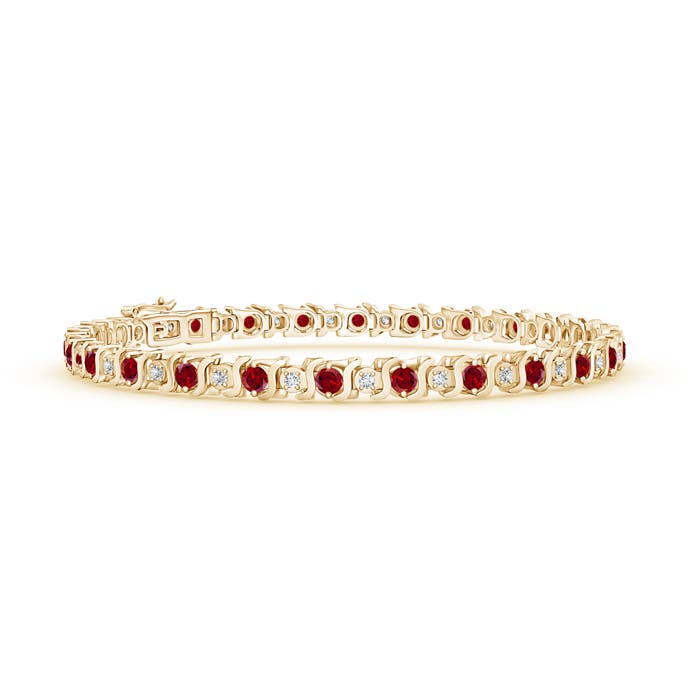 S Curl Garnet and Diamond Tennis Bracelet