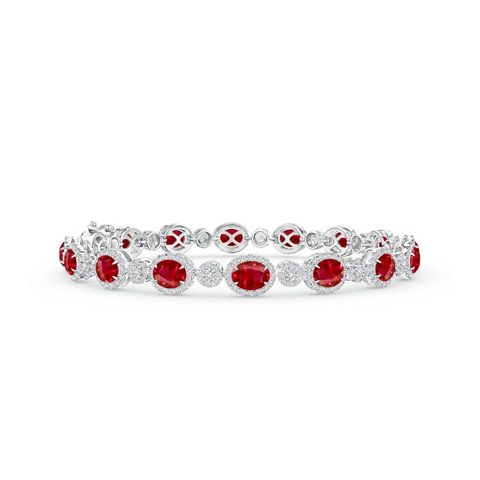 Claw Set Oval Halo Ruby And Diamond Tennis Bracelet Angara This Item Claw Set Oval Halo Ruby And Diamond Tennis Bracelet 10 849