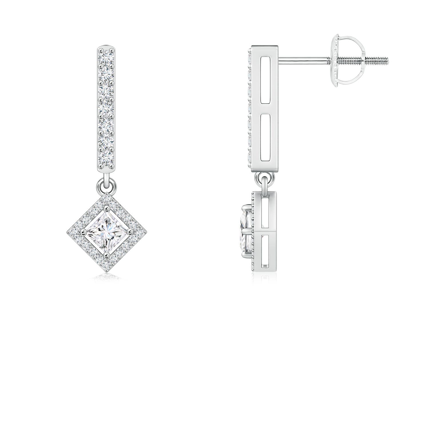 Floating Princess-Cut Diamond Dangle Earrings