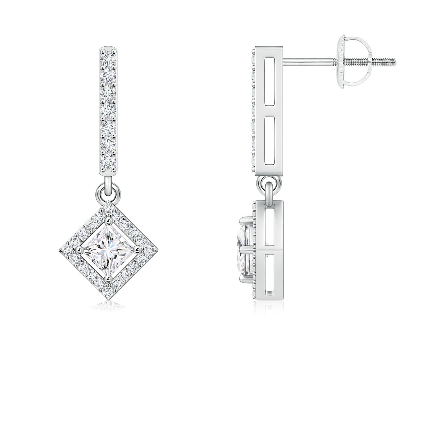 Floating Princess-Cut Diamond Dangle Earrings