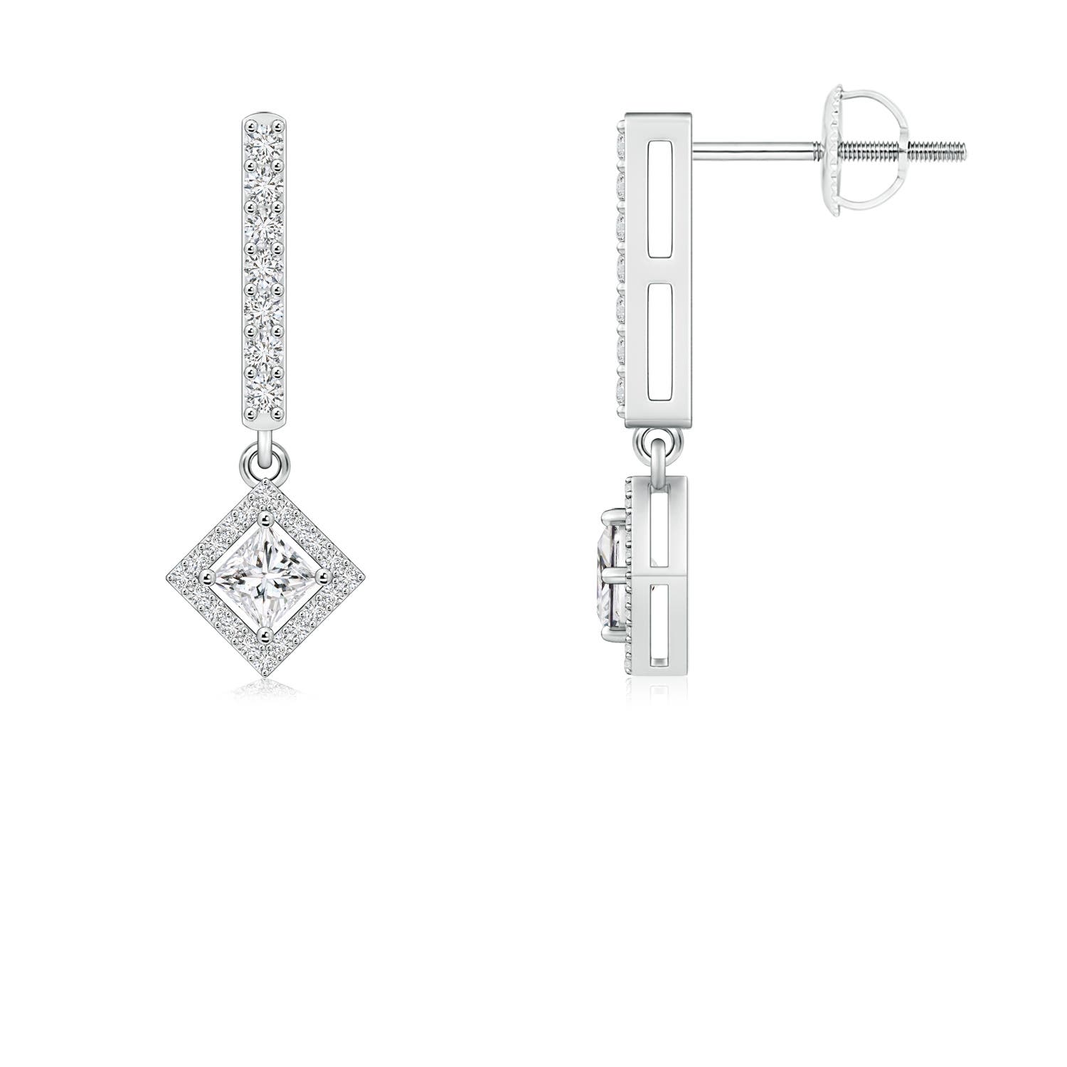 Floating Princess-Cut Diamond Dangle Earrings