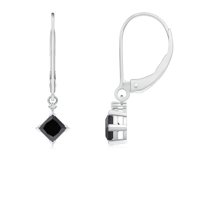 Princess-Cut Enhanced Black Diamond Leverback Earrings