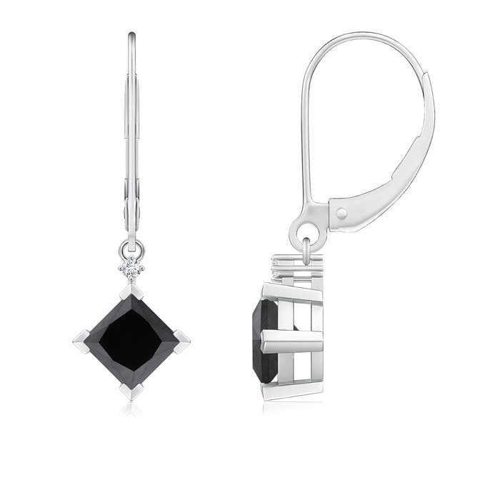Princess-Cut Enhanced Black Diamond Leverback Earrings